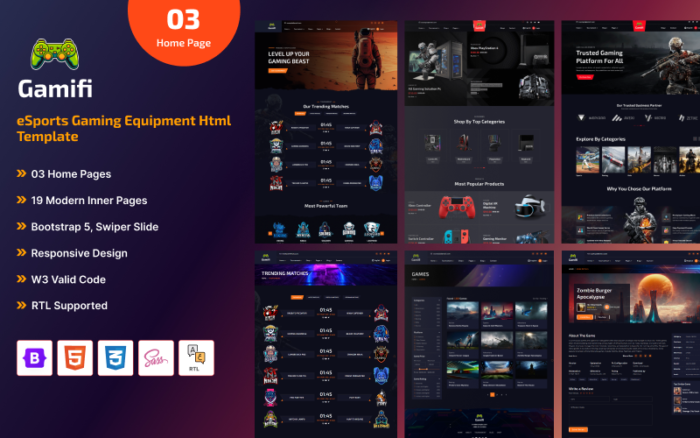 Gamifi - Template HTML Turnamen eSports & Game