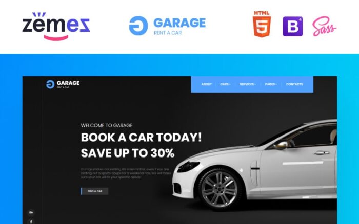 Garage - Template Situs Web Responsif Klasik Penyewaan Mobil