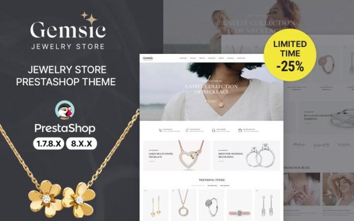 Tema PrestaShop Perhiasan dan Mode Gemsic