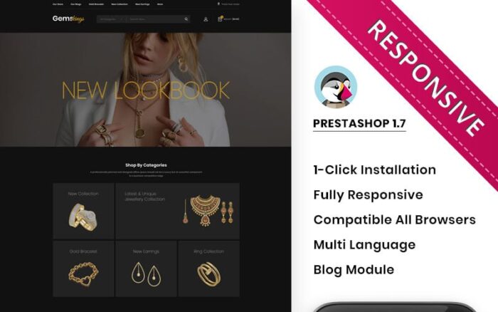 Gemskings - Tema PrestaShop Responsif Toko Perhiasan