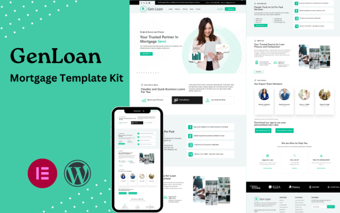 GenLoan - Kit Template Elementor Perusahaan Hipotek