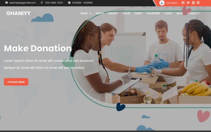 Ghaniyy - Template Halaman HTML Satu Halaman untuk Amal & Donasi