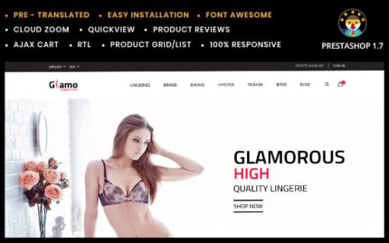 Templat Toko Prestashop Glamo Lingerie