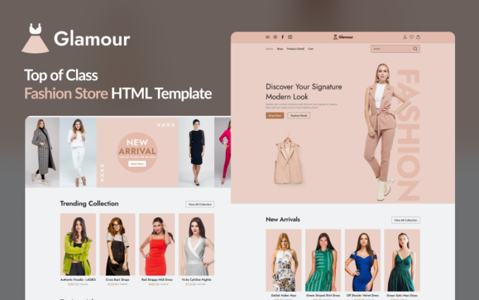 Glamour: Tingkatkan Toko Busana/Pakaian Online Anda dengan Template HTML Bergaya Ini