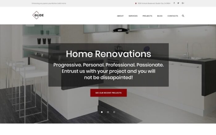 Glide - Tema WordPress Perusahaan Renovasi Rumah, Kamar Mandi, dan Dapur