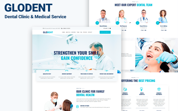 Glodent - Template HTML5 Halaman Arahan Klinik Gigi & Layanan Medis