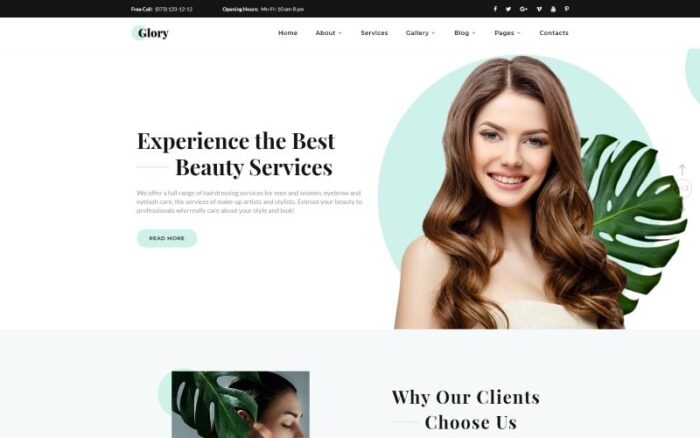 Glory - Template Situs Web Multihalaman Salon Kecantikan Divine