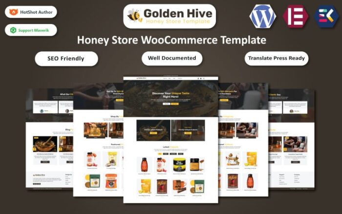 Golden Hive - Template Elementor WooCommerce Toko Madu, Teh Herbal, dan Kopi