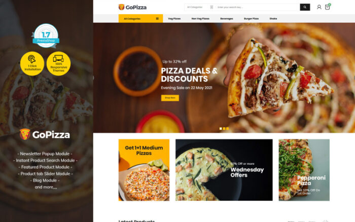 Gopizza Pizza - Restoran Makanan Burger PrestaShop Store