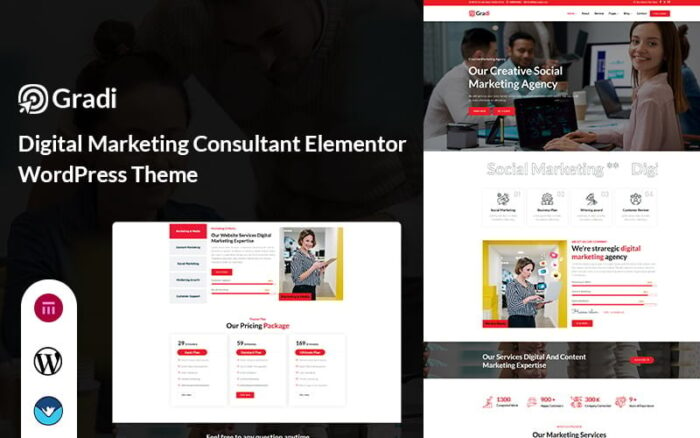 Gradi - Digital Marketing Consultant Elementor WordPress Theme