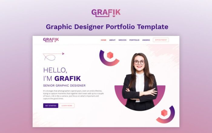 Grafik: Template Portofolio Desainer Grafis Onepage Elementor