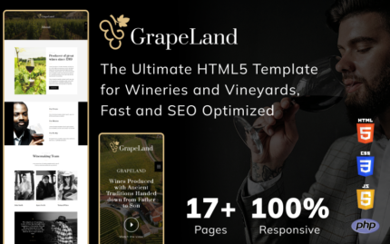 GrapeLand - The Ultimate HTML5 Website Template for Wineries and Vineyards, Fast and SEO Optimized