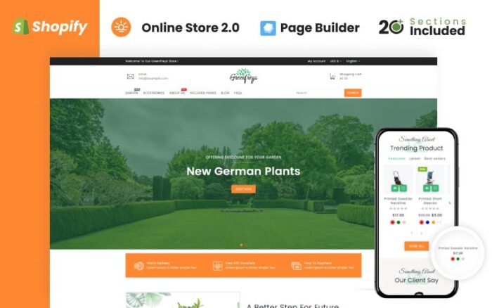 Tema Shopify Toko Tanaman & Taman Greenfreys