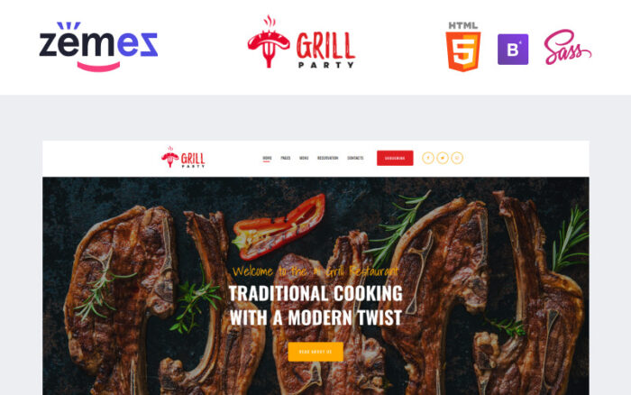 GrillParty - Templat Situs Web Restoran Barbekyu