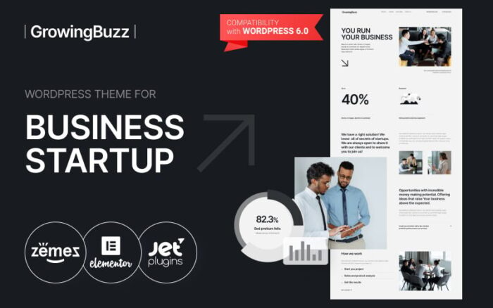 GrowingBuzz - Tema WordPress Perusahaan Bisnis Startup