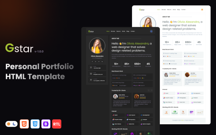 Gstar  - Personal Portfolio HTML Template