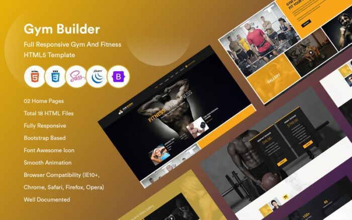 GymBuilder - Template HTML untuk Pusat Kebugaran dan Olahraga yang Responsif