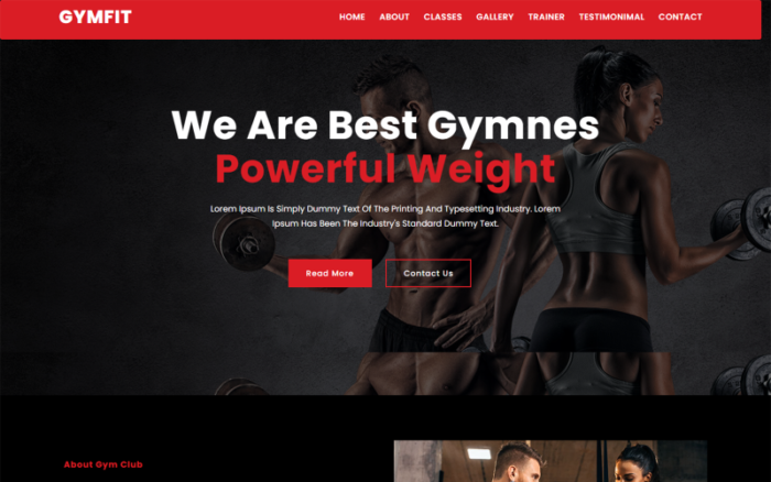 Template HTML5 Situs Web Gymfit untuk Pusat Kebugaran dan Olahraga