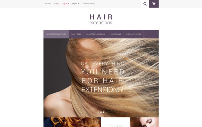 Tema PrestaShop Ekstensi Rambut