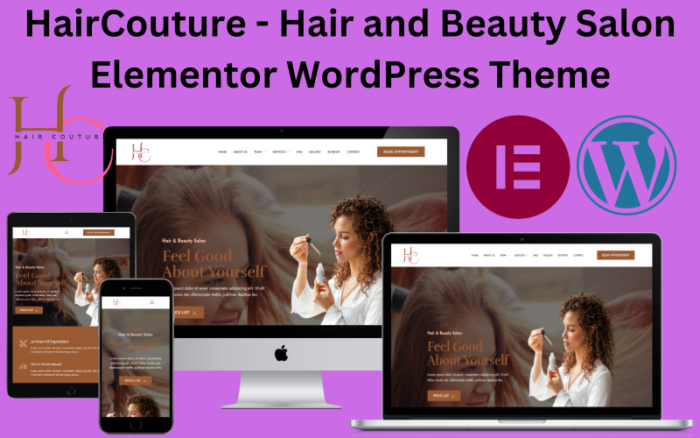 HairCouture - Tema WordPress Elementor Salon Rambut dan Kecantikan