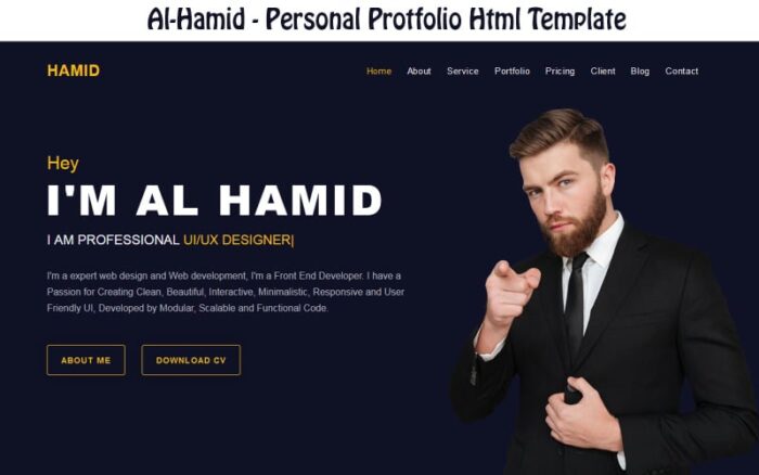 Hamid - Template Halaman Arahan Portofolio Pribadi