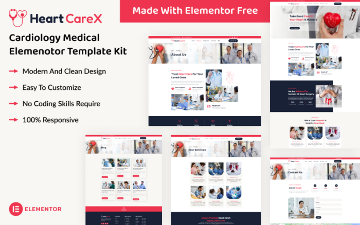 Heart Carex - Cardiology Medical Elementor Template Kit