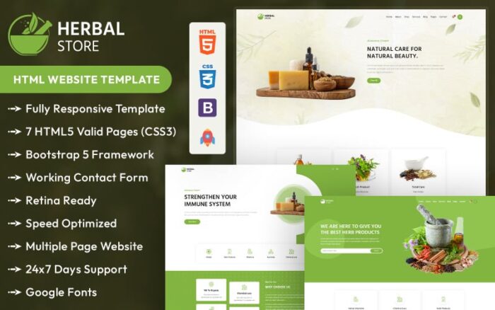 Template HTML Responsif Toko Herbal