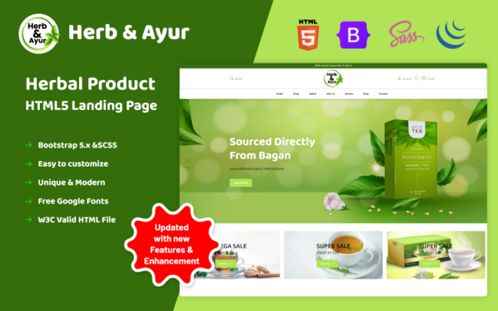 Herb&Ayur - Herbal Product HTML5 Landing Page