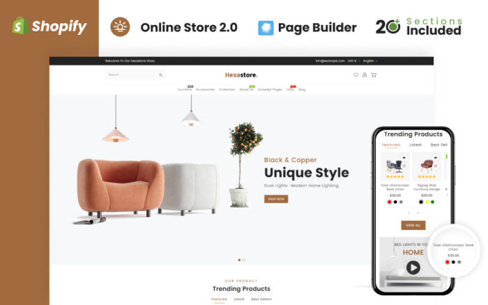 Tema Shopify Toko Kayu dan Furnitur Hexastore