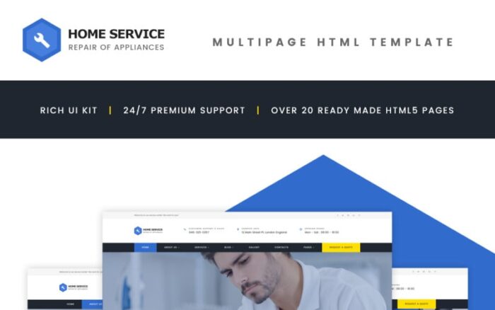 Templat Situs Web Multihalaman Layanan Perbaikan Peralatan Rumah Tangga