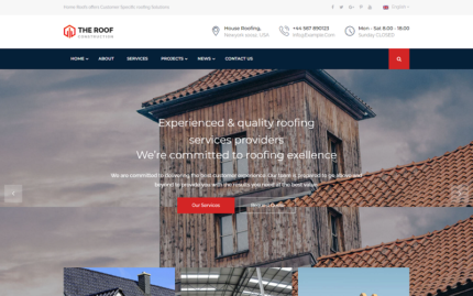 Home Roofing- Construction  Website Template