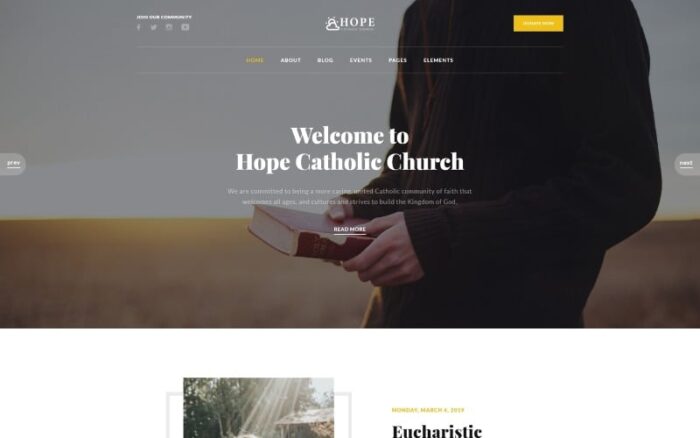 Harapan - Templat Situs Web HTML Modern Multihalaman Gereja Katolik