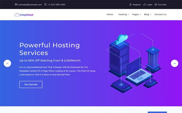 HopHost - Template Situs Web Bisnis Hosting Domain