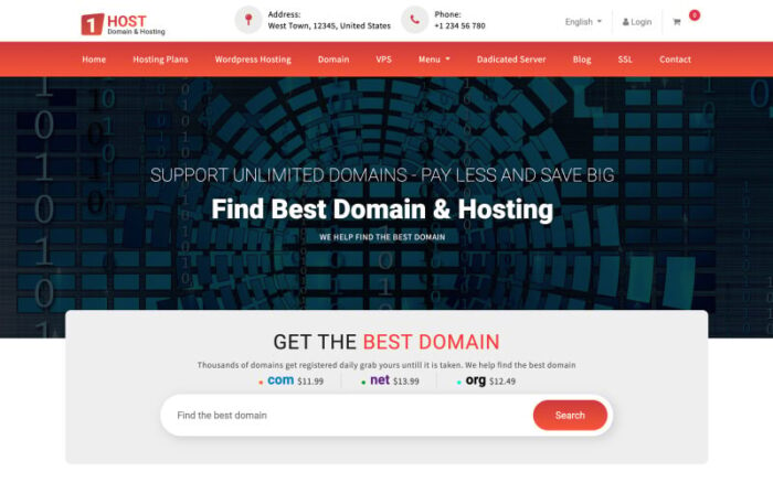 Hostone - Template Situs Web Responsif Domain & Hosting