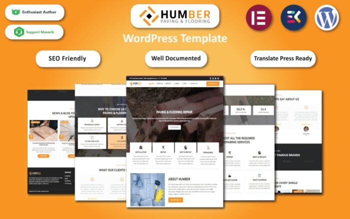 Humber - Template WordPress Paving, Konstruksi & Lantai