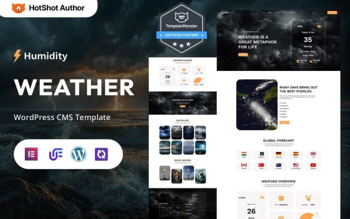 Kelembaban - Prakiraan dan Pembaruan Iklim Tema WordPress Elementor