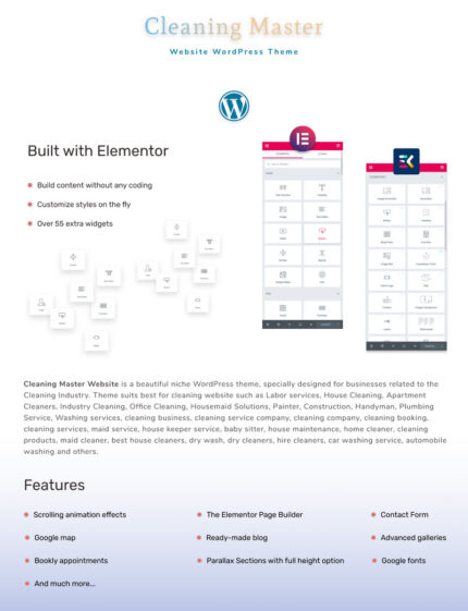 Cleaning Master - Situs Web Dengan Tema Blog Elementor Wordpress - Fitur Gambar 1