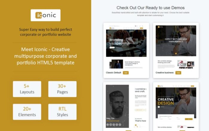 Ikonik - Template Situs Web HTML5 Portofolio dan Korporat Serbaguna yang Kreatif