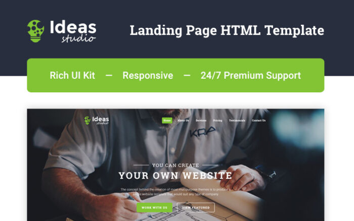 Template Halaman Arahan HTML5 Studio Ide - Desain Studio