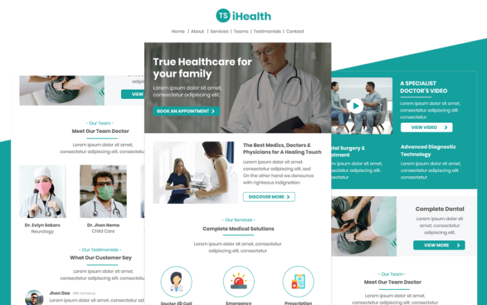 iHealth– Template Email Layanan Kesehatan Multiguna Template Buletin Responsif