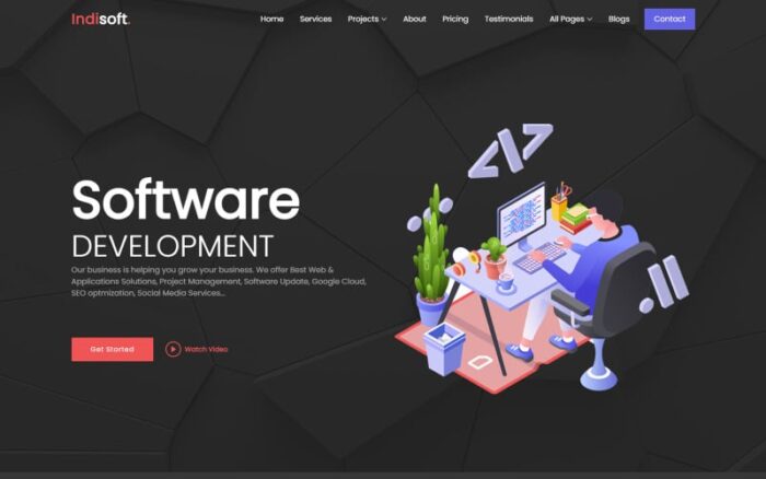 Indisoft - Template Situs Web Responsif Serbaguna untuk Perusahaan Perangkat Lunak & Layanan Bisnis