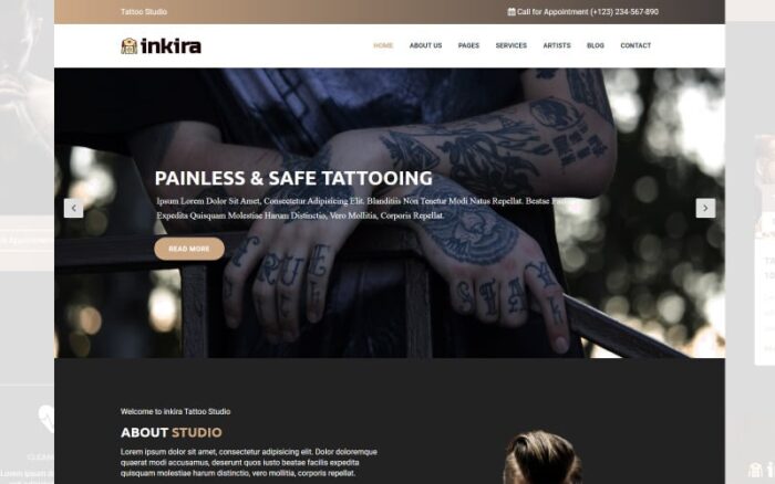 inkira - Template Situs Web Studio Tato