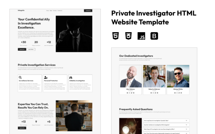Inkognito - Template Situs Web Agensi Detektif Swasta