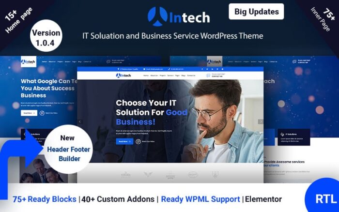 Intech - Tema WordPress Layanan Teknologi dan Solusi TI