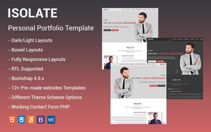 Isolate - Template Halaman Arahan Portofolio Pribadi