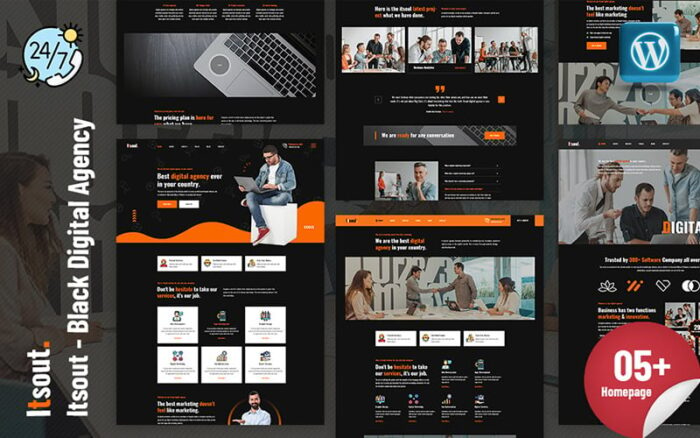 Itsout - Tema WordPress Agensi Digital Hitam