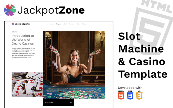 JackpotZone ♠ Template Situs Web HTML5 untuk Situs Web Mesin Slot dan Kasino Online yang mudah disesuaikan