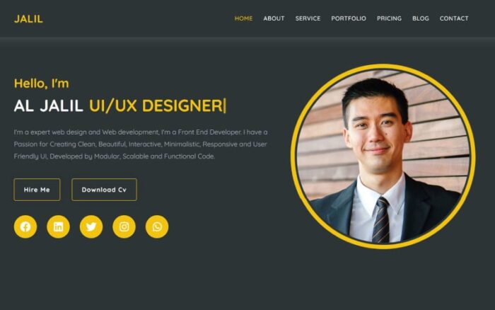 Jalil - Template Halaman Arahan Portofolio Pribadi