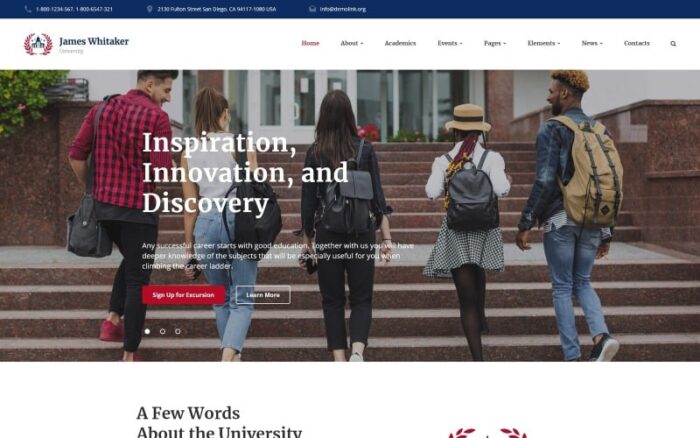 James Whitaker - Template Situs Web Siap Pakai Universitas