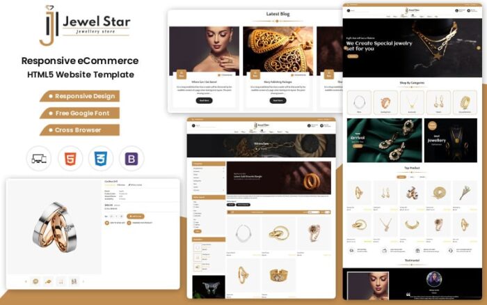 JewelStar Html - Template Situs Web Toko Perhiasan yang Bersih dan Ramping